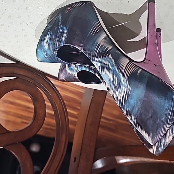 Aldo Satin Patterned Stilettos heels Green/ black size 36 - Picture 4 of 9